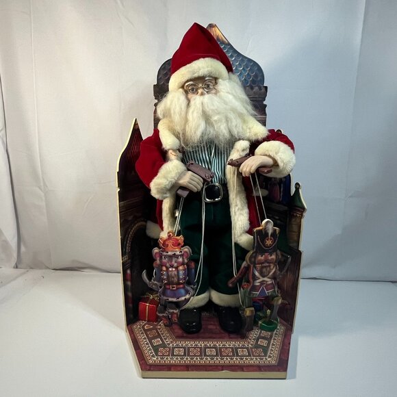 Santa Puppeteer 2002 Marionette Puppet Wind Up Animated Musical Vintage Telco - Picture 1 of 12